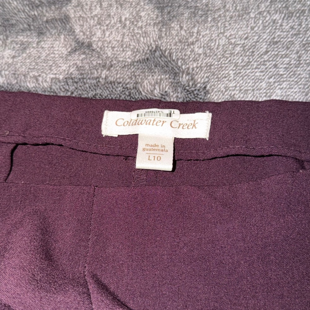 Coldwater Creek Burgundy Plum Wide Leg Stretch Dress Pants Size 10 H27720 - Picture 2 of 8